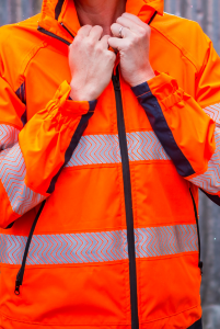 womens hi vis workwear, hi vis orange and navy Jacket and hi vis ladies vest
