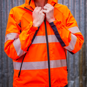 womens hi vis workwear, hi vis orange and navy Jacket and hi vis ladies vest