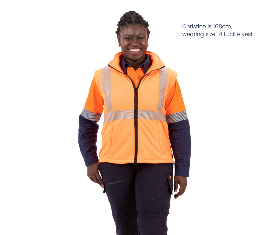 winter outer wear, waterproof, rain jacket, hi vis safety vest, fleece lining, orange hi vis jacket, outdoor workwear, women's winter workwear, 4-in-1 orange navy hi vis jacket, high visibility, women's construction workwear, ladies tradie workwear, hi vis work jacket, hi vis vest